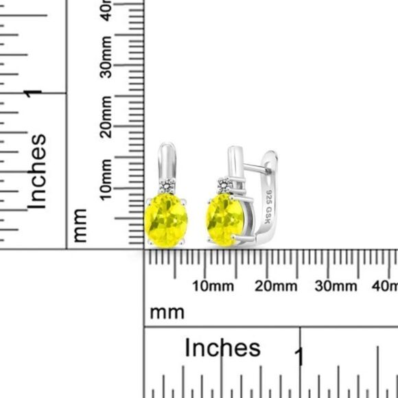 925 Sterling Silver and 4.73 Cttw Canary Mystic Topaz and White Diamond Earrings - Picture 4 of 4